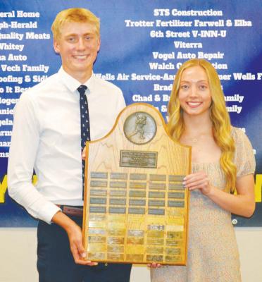 ST. PAUL HIGH SCHOOL seniors Samuel Wells and Natalie Poss were presented with the Babe Ruth Award during the St. Paul High School Athletic Banquet last Monday night. Courtesy Photo