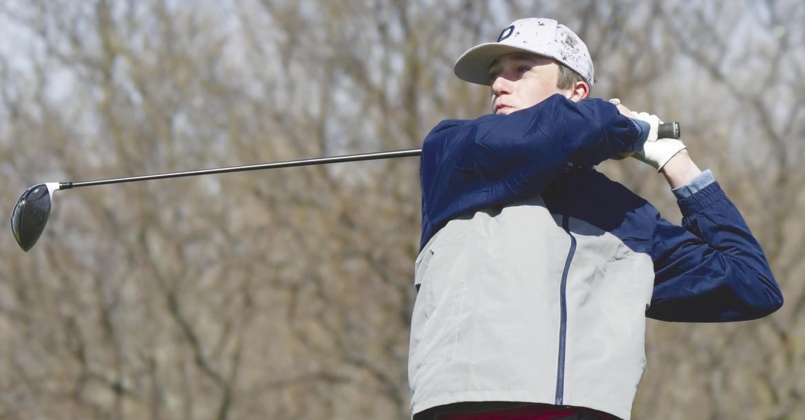 ST. PAUL freshman Maddox Quinn tees off on the eighth hole at the St. Paul Country Club last Thursday. Quinn placed fourth at St. Paul’s home invitational. Photos by Michael Happ