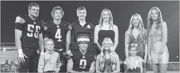 ST. PAUL HIGH SCHOOL crowned its 2023 homecoming king and queen on Friday night following the Wildcats’ football game against Scotus Central Catholic. Members of this year’s homecoming court included (back row) Ryker Goettsche, Kyler Sack, 2022 King John Placke, 2022 Queen Maya Becker, Natalie Poss, and Gracie Mudloff; (front row): Bowen Rudolf, 2023 King Ashton Meinecke, 2023 Queen Karlie Vieth, and Riley Timmons. Photo by Michael Happ