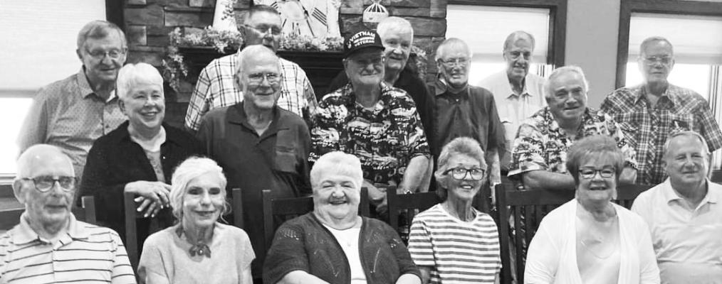 THE ST. PAUL HIGH SCHOOL CLASS OF 1964 held its reunion on July 13th at Miletta Vista Winery. Attending were (back row) Gary Craig, Jerry Hirschman, Robert Frost, Jerry Sack, Nick Partsch, and Russel Berggren; (middle row): Sandra (Kohtze) Kunze, Jim Helzer, Robert Blomberg, and David Leschinsky; and (front row) Tom Jorgensen, Donita (Meyer) Anderson, Loretta (Layher) Kowalski, Ida (Tuma) Shoemaker, Connie (Scarborough) Becker, and George Gerber. Courtesy Photo