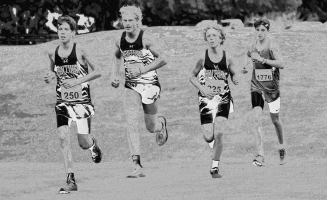 THE CENTURA BOYS’ CROSS COUNTRY TEAM battled in a talented field at their home invite at Centura Hills last week. The Centurions placed sixth as a team after they scored fifty-two points. Photos by Michael Happ