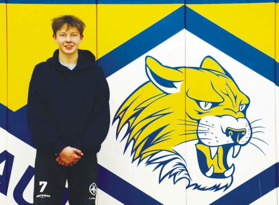 MARTIN VACHUSKA, a foreign exchange student from Prague, is pictured in the gymnasium at St. Paul Public Schools, an amentity that the Czech said is unseen in his home country. Photo by Michael Rother