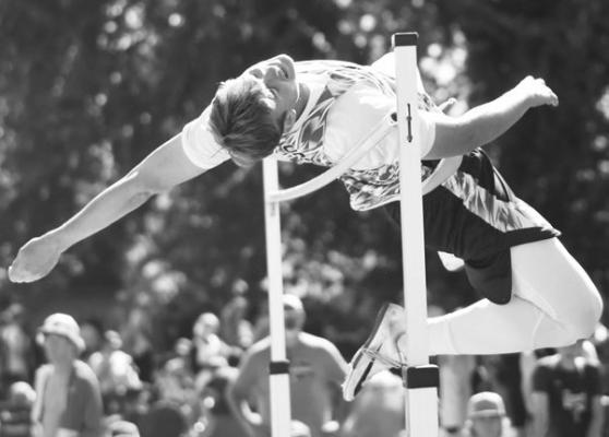 CENTRAL VALLEY’S ZEVAN WOLF cleared the bar at 6-03 to place second in the boys’ high jump and qualify for the NSAA Class D State Track Championships in Omaha at last week’s district meet. Photos by Jordan Coslor