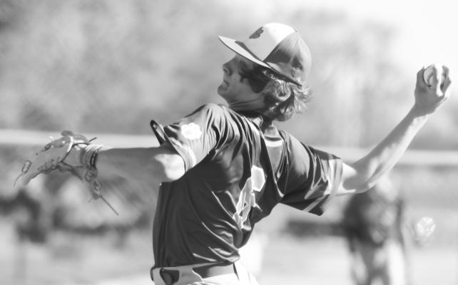 MASON MAJERUS worked the bump out of the bullpen for the St. Paul/Palmer Cats during last week’s final home game of the season. Photos by Michael Happ
