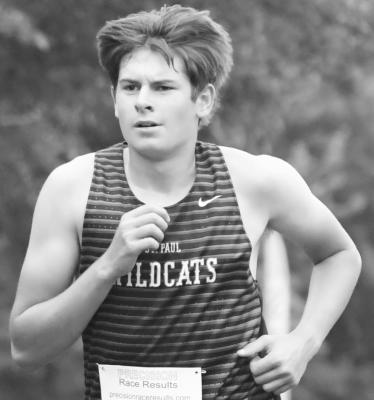 ST. PAUL’S Kaleb Kaslon logged a twenty-ninth-place finish at the Tom Dickey Invite in Albion after he clocked in at 21:59.20 on Friday. Photo by Michael Happ