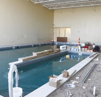 THE NEW POOL at the Howard County Medical Center was filled for the first time on January 18th. Photo by Michael Rother