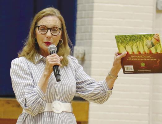 NEBRASKA FIRST LADY SUZANNE PILLEN read to students at St. Paul Elementary School last Tuesday as a part of the first lady’s Bushels of Stories program. Photo by Michael Rother