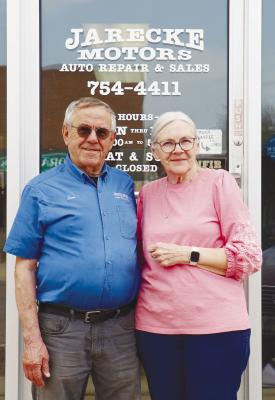 TOM AND ZOLA JARECKE recently announced the sale of Jarecke Motors in St. Paul to River Valley Auto. The business is set to change hands at the end of the month. Photo by Michael Rother