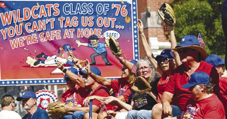 MEMBERS of the St. Paul High School Class of 1976 were Safe At Home as they traveled through this year’s Grover Cleveland Alexander Days Parade in St. Paul. The class won the top prize in the float division on Saturday. Photos by Michael Happ