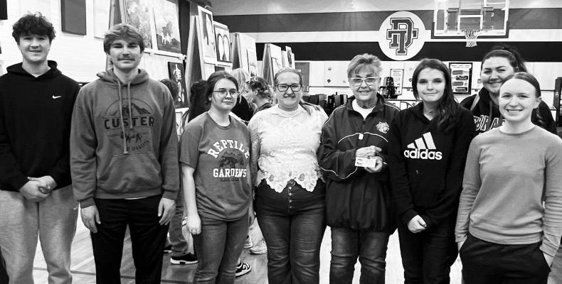ST. PAUL ART STUDENTS who attended the LouPlatte Conference Art Competition at Doniphan-Trumbull High School on March 22nd include Drew Becker, Brecken Kavan, Carmella Brown, Karina Smydra, Cathy Lemmerman, Tazia Trotter, Kalen Gydesen, and Kheegenn Behrens. Courtesy Photo