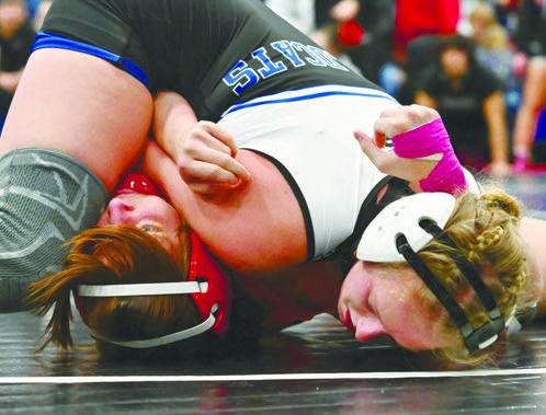 DELANEY JENNINGS placed second at the LouPlatte Conference Wrestling Tournament last week. Jennings lost her championship match to Alexa Holder of Doniphan-Trumbull. Photo by Michael Happ