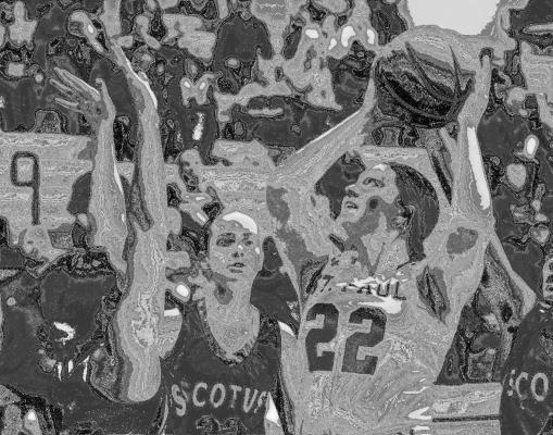 GRACIE KELLEY battles in the paint during the first half of last Tuesday night’s game between St. Paul and Scotus Central Catholic. Kelley had six points in the game. Photos by Michael Happ
