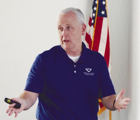 NATIONAL WEATHER SERVICE Warning Coordination Meteorologist Michael Moritz led the Severe Weather Awareness program in Howard County last Monday night. Photo by Michael Rother