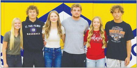 ST. PAUL HIGH SCHOOL recently announced its 2023 homecoming court. Members of this year’s court include Karlie Vieth, Kyler Sack, Gracie Mudloff, Ryker Goettsche, Natalie Poss, and Ashton Meinecke. Coronation of St. Paul High School’s 2023 Homecoming King and Queen will be held on Friday, September 8th following the St. Paul versus Scotus Central Catholic football game. Photo by Michael Happ