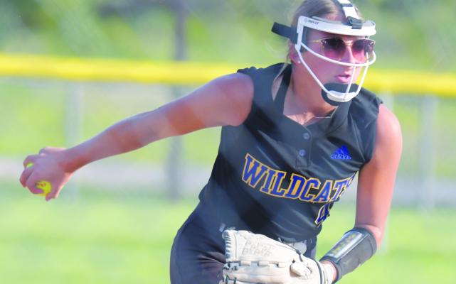 CHARLEE WEGNER pitched seven completing innings during last Thursday’s game against O’Neill. Wegner allowed just five hits and two runs, while striking out eight Eagle batters. Photos by Michael Happ