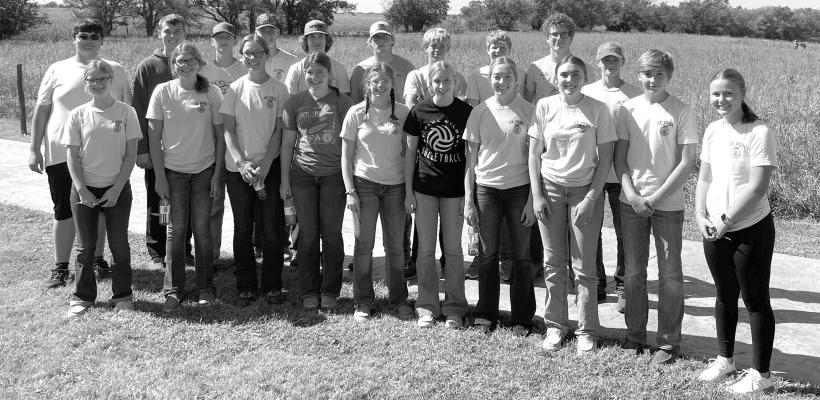 MEMBERS of the St. Paul FFA Chapter stand for a photo after attending range judging events over the past few weeks. State Range Judging attendees included (front row): Jalee Haggerty, Abby Hirschman, Sidney Gawrych, Gracie Ackles, Covyn Larsen, Keislyn Poss, Natalie Poss, Gracyn Rubesh, Layne Baker, and Norah Paulsen; (back row): Josef Kaslon, Isaac Hagen, Matthew Kramer, Sam Wells, Drew Becker, Emersen Hancock, Conner Douthit, Drew Feeken, Jack Thede, and Rylan Rasmussen. Courtesy Photo