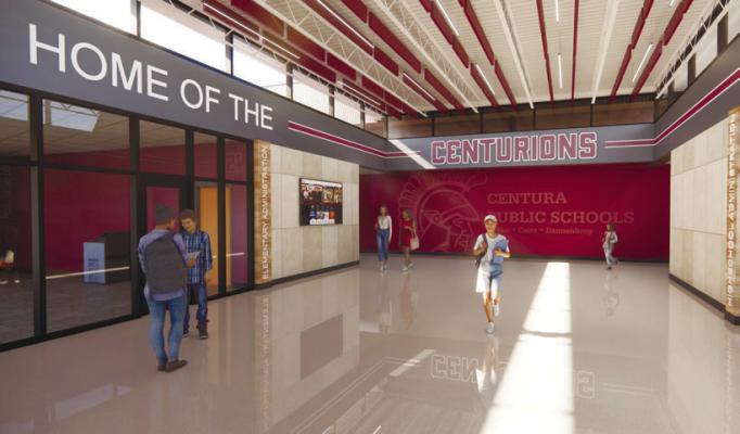 AN ARCHITECTURAL RENDERING showcases a mock draft of what the inside of a new addition to Centura Public Schools could look like if the district is successful in passing an $18,950,000 bond issue next month. Courtesy Photo