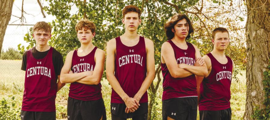CENTURA CROSS COUNTRY: Members of the Centura cross country team include Colton Nelson, Landon Garcia, Kasen Webb, Emilio Hulinsky, and Matthew Loudy. Courtesy Photo