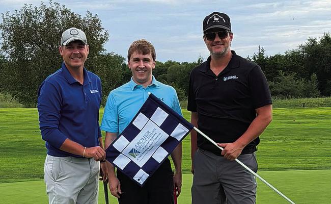 ARCHER CREDIT UNION won the twenty-fourth-annual Howard County Medical Center Foundation Health Partners Golf Tournament held at the St. Paul Country Club on Saturday, August 15th. Pictured representing the credit union are Shay Hinrichs, Tyler Eberle, and Mike Kezeor. Archer Credit Union was one of twenty-four participating teams in this year’s event. Courtesy Photo