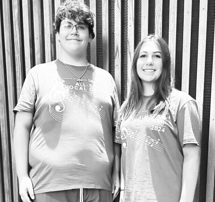 ST. PAUL HIGH SCHOOL students Josef Kaslon and Audrey Anderson represented St. Paul last week at All-State Vocal Camp held on the campus of the University of Nebraska at Kearney. On Tuesday, June 18th, participants performed a concert of six songs that will be rehearsed for their all-state vocal auditions held later this fall. Courtesy Photo