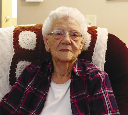 DOROTHY FRANCL is pictured inside her room at Matelyn Retirement Community in St. Paul. Francl will turn 100 on November 5th.