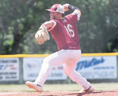 JACK PIERSOL pitches in Centura’s first-round game with Hartington. In one inning on the mound, Piersol allowed three runs on two hits.