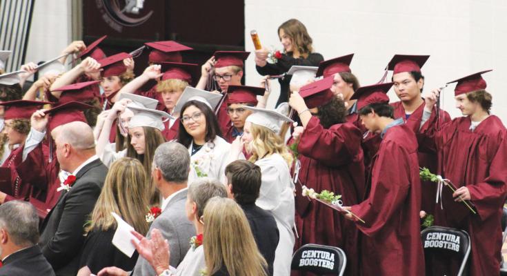 MEMBERS of the Centura High School Class of 2023 turn their tassels at the conclusion of Sunday afternoon’s ceremony. Forty students received diplomas during the district’s commencement exercises last week. (Courtesy Photos)