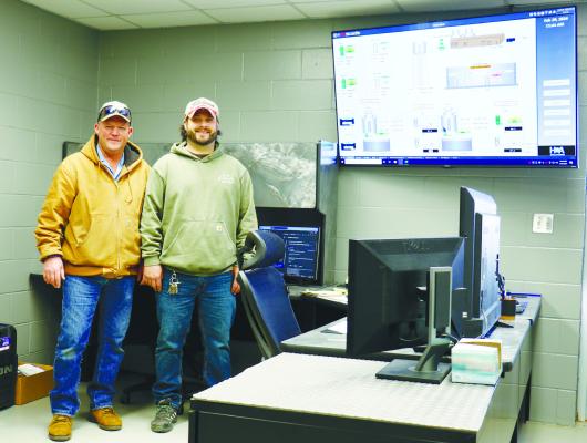 ST. PAUL Utilities Superintendent Matt Helzer and Water Commissioner Jeremy Gorecki are pictured inside the updated office at the St. Paul Water Treatment Facility. Photo by Michael Rother