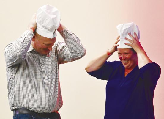 DR. JARED KRAMER AND DR. ANGELA BRENNAN were “crowned” on Saturday night as the winners of the Top Chef competition during the Howard County Medical Center’s Closer to Home Tour event at the St. Paul Civic Center. Photos by Michael Happ