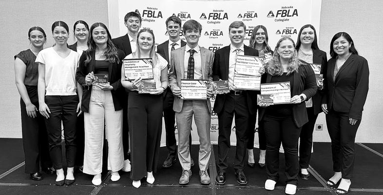 UNIVERSITY OF NEBRASKA AT KEARNEY students, including St. Paul graduates Isaac Hagen and Cody Swinarski, are pictured during the Nebraska FBLA Collegiate State Leadership Conference hosted Saturday and Sunday in Kearney Courtesy Photo