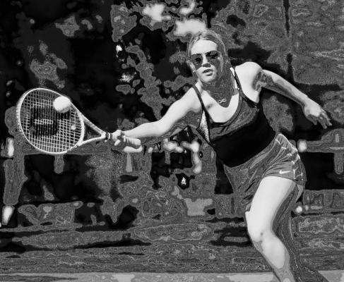 ST. PAUL’S Ava Hewitt competed alongside Kaylee Allen in No. 2 doubles at last week’s state tennis tournament in Lincoln. (Jordan Coslor)