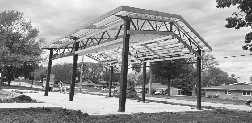 WORK continues on the improvements to the St. Paul City Park. Crews with McCarty Construction have been working to construct the new shelter along Jay Street on the north side of the part. The improvements are being funded thanks to the Nebraska Department of Economic Development’s (NDED) Rural Community Recovery Program (RCRP). Photo by Michael Happ