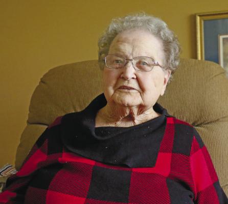 MARGE WOZNIAK is pictured inside her room at Brookefield Park in St. Paul. Wozniak will turn 100 on November 3rd. Photos by Michael Rother