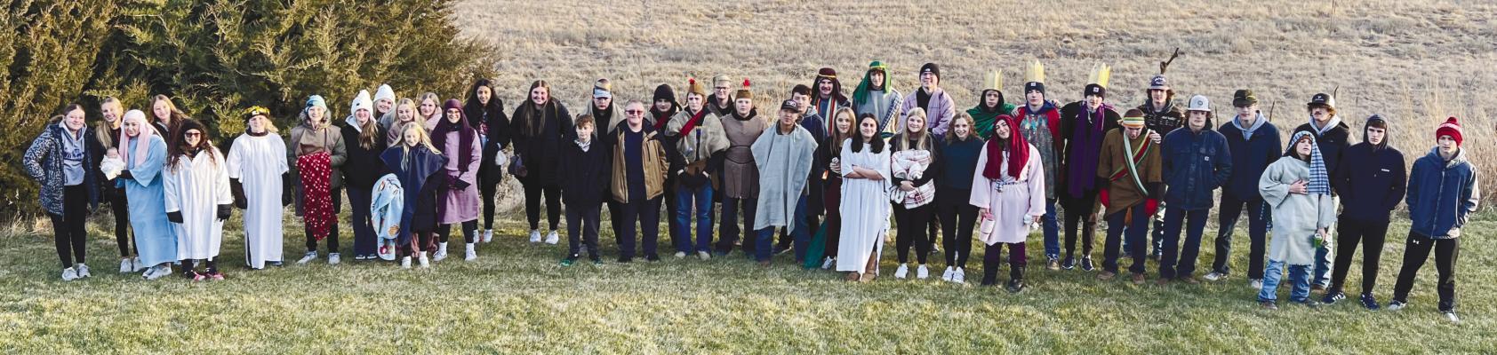 A LARGE NUMBER of Fellowship of Christian Athletes members pose for a photo prior to last year’s Night of the Nativity event south of St. Paul. Courtesy Photos