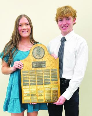 ST. PAUL seniors Jenna Jakubowski and Kaleb Baker were honored as the recipients of the Babe Ruth Award at St. Paul High School’s athletic banquet held on Monday night at the St. Paul Civic Center. (Courtesy Photo)