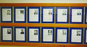 THE ACADEMIC WALL OF HONOR at the St. Paul Library currently includes thirty-two honorees. Photo by Michael Rother