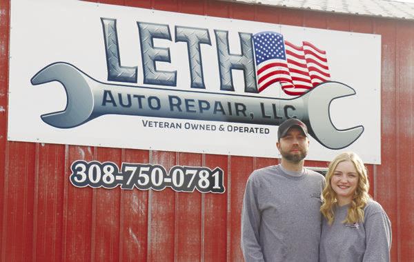 JASON AND COURTNEY LETH have started to settle in as the new owners of Leth Auto Repair, located at 101 Custer Street in St. Paul. Photo by Michael Rother