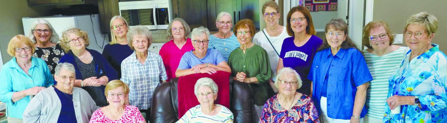 FORMER EMPLOYEES of the hospital in St. Paul who gathered together last week included (back row): Judy Jacobs (30), Kathy Hahn (9), Char Schmid (47 yrs., 5 mths.), Kay Stepanek (3), Lorraine Mingus (13), Phylis Anderson (47), Dee Kuszak (37), Zola Jarecke (45), Linda Schacht (40), Janet Elstermeier (34), Susan Foss (15), Carmen Kurz (28), Rene Simdorn (47), and Kathleen Anderson (15); (front row): Mary Scott (35), Paula Snider (20), Maedean Mathews (45), and Rita Borzych (28). Courtesy Photo