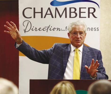 SENATOR FRED MEYER speaks at the Grand Island Chamber of Commerce’s Legislative Kickoff event on December 13th. Photo by Josh Salmon