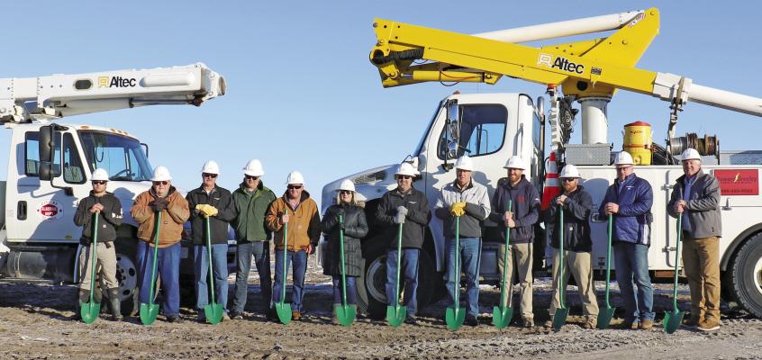HELPING BREAK GROUND on the new solar array east of St. Paul last week were Jaden Garner, City of St. Paul; St. Paul Councilmember Chuck Schmid; HGRPPD Director Dan Scheer; St. Paul Mayor Joel Bergman; St. Paul Utilities Superintendent Matt Helzer; St. Paul City Clerk Connie Jo Beck; HGRPPD Director Loren Studley; HGRPPD Director Brian Lukasiewicz; Jordan Nielsen, HGRPPD employee; Kyle Kunze, HGRPPD employee; HGRPPD General Manager Dirk Dietz; and Bruce Woodson of Today’s Power, Inc. (Courtney Leth)