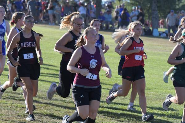 CENTURA’S LONA PATRICK was one of forty-nine runners to compete in the girls’ race at the Ron Priebe Invite held at Gibbon’s Valley View Golf Course last week. Patrick tackled the course in 37:28.01. (Michael Happ)