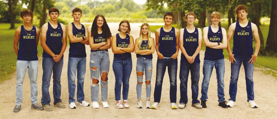 ST. PAUL CROSS COUNTRY: Members of the St. Paul High School cross country team include Tate Busch, Kaleb Kaslon, Aiden Lukasiewicz, Katie Kleinsasser, Norah Paulsen, Madi Shippen-Bellamy, Eli Sladek, Noah Gawrych, Drew Feeken, and Jack Thede. Photo courtesy of Misty Evers Photography