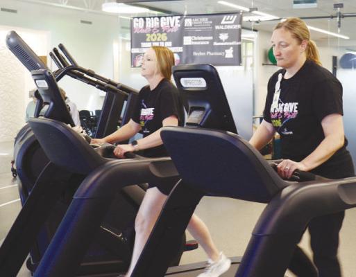 HCMC EMPLOYEES ANDREA OBERMILLER AND KATIE WARDYN take part in the Howard County Medical Center Foundation Walkathon as part of the medical center’s Go Big Give event last Thursday, May 7th. Photos by Michael Rother