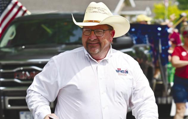 DISTRICT 41 STATE SENATOR DAN MCKEON looks to spend some time traveling the district and meeting constituents this summer. On Saturday, McKeon was in Ravenna for the annual Annevar Float Parade. Photo by Michael Happ