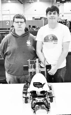 KOLTON WILLIAMS AND KALEB KASLON competed in the CREATE foundation’s second programming competition of the year on March 27th. During these competitions, teams complete programming challenges throughout the day. There were twenty-two teams present at this competition from all over the world. Williams and Kaslon won the third-place trophy, scoring over 800 points in the finals. Courtesy Photo