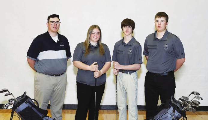 Members of Central Valley’s golf team include Logan Studley, Lauren Diessner, Canon Holley, and Cordel Wagner; (not pictured): Cohen Grossart and Coaches Scott Wood and Jordan Beck. Photos courtesy of Kuszak Photography