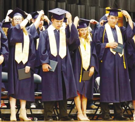 TWENTY FOUR GRADUATES with the Cougar Class of 2025 turned tassels on their mortorboards to signify their graduation from Central Valley on Saturday. Pictured are Darci Buck, Cayden Burns, Emma Corman, and Grant Dusatko. Photos by Michael Rother