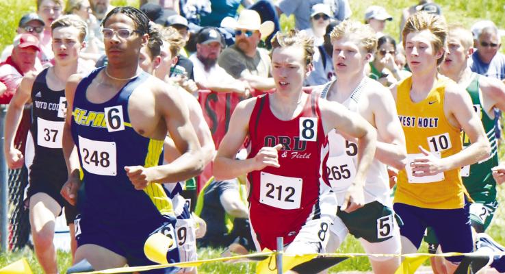 ST. PAUL’S CHRISTOPHER THOMAS won a gold medal at last weekend’s NSAA Class C State Track and Field Championships. Thomas, a recent graduate of St. Paul High School, won the boys’ 800-meter run. The Wildcat hit the finish line in 1:57.90, winning a footrace to the finish against Mason McGreer of Perkins County. See complete coverage of the Wildcats’ success at the state meet in Section B of this week’s newspaper. Photo by Jordan Coslor