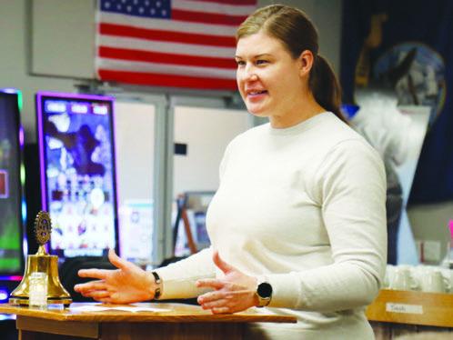 CAPTAIN LEEANN SPERLING spoke about her service in the armed forces during the Rotary Club of St. Paul’s meeting last Thursday afternoon in St. Paul. Photo by Michael Rother