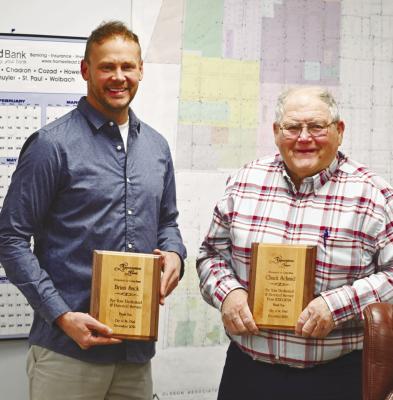ST. PAUL’S outgoing city councilmembers—Brian Sack and Chuck Schmid—were recognized for their service during last week’s city council meeting. Photo by Michael Happ